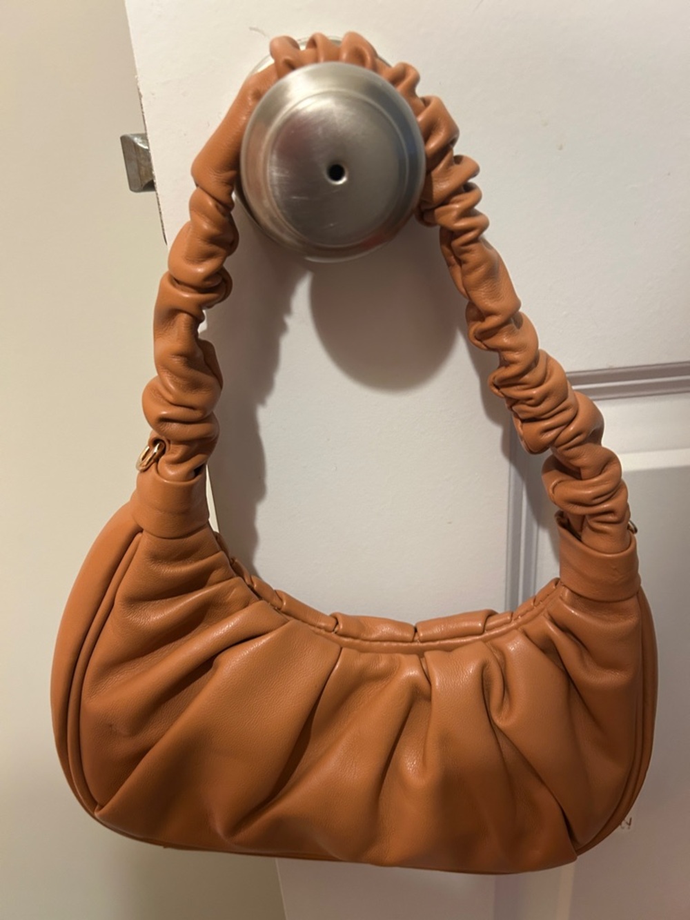 Urban Expressions Cognac Ruched Shoulder Bag - Picture 3 of 9